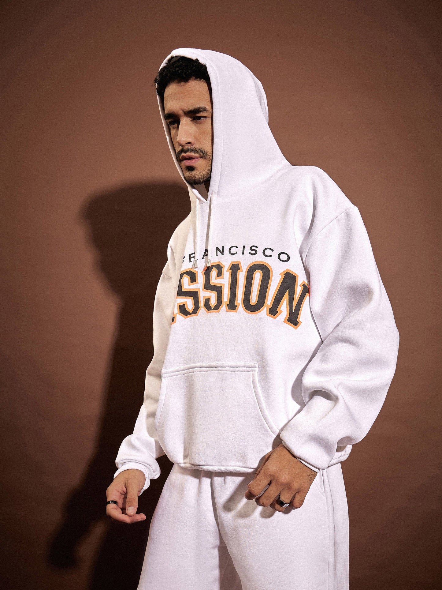 Men White SAN FRANCISCO Oversized Hoodie
