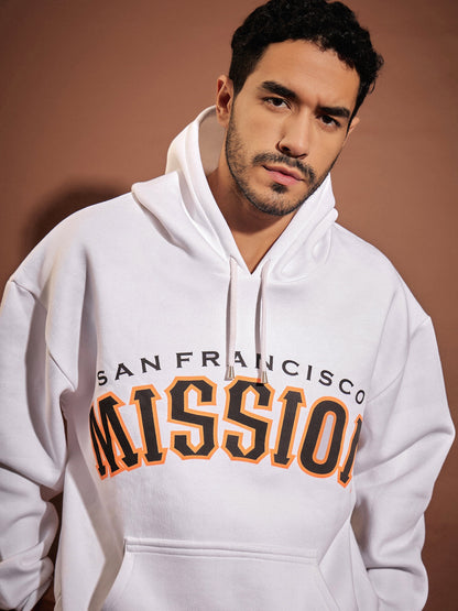Men White SAN FRANCISCO Oversized Hoodie