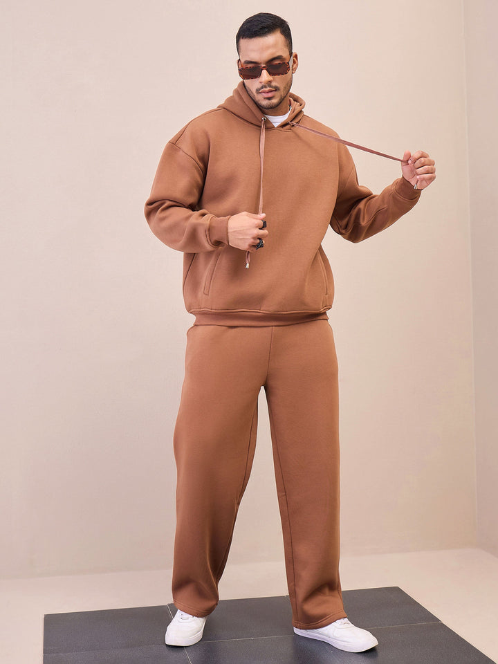 Men Brown Oversize Hoodie With Sweatpants
