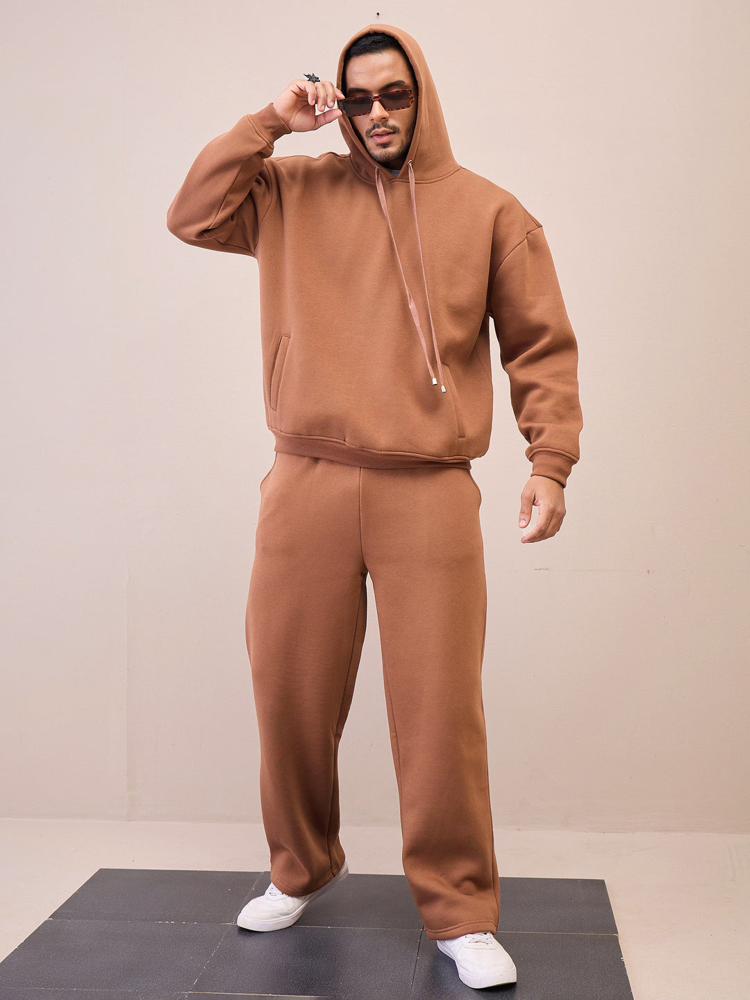 Men Brown Oversize Hoodie With Sweatpants