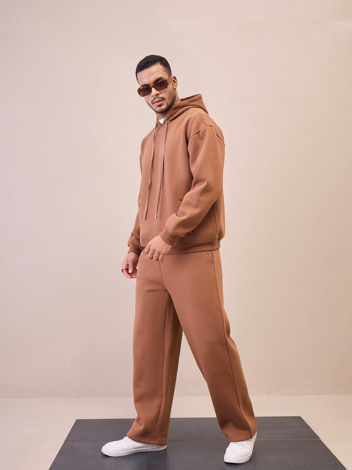 Men Brown Oversize Hoodie With Sweatpants