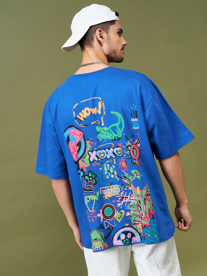 Unisex Blue WOW Oversized T-Shirt