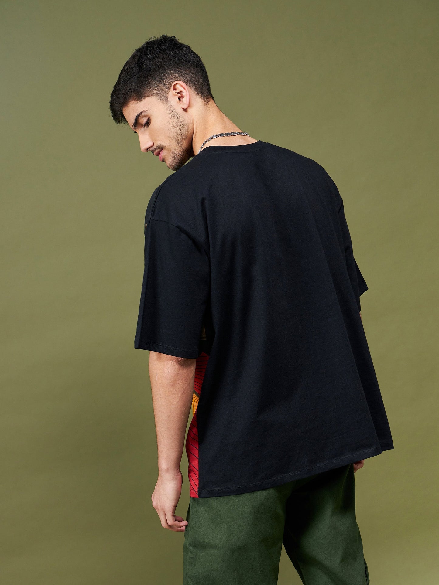 Unisex Black Printed Oversized T-Shirt
