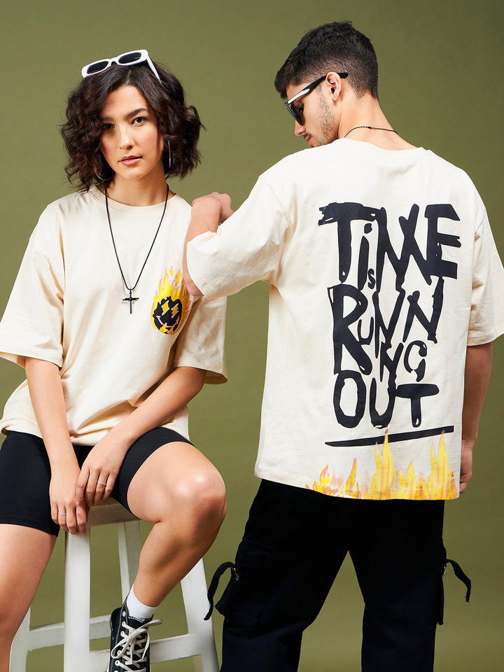 Unisex Beige Time Oversized T-Shirt