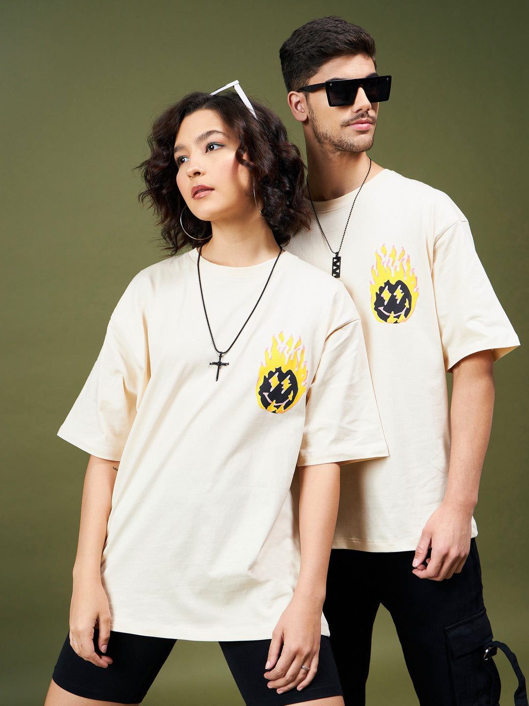 Unisex Beige Time Oversized T-Shirt
