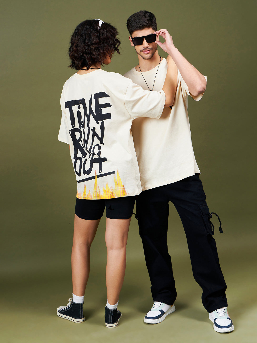 Unisex Beige Time Oversized T-Shirt