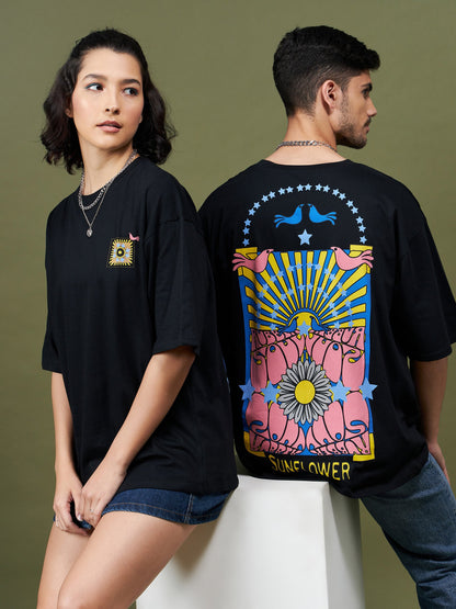 Unisex Black SUNFLOWER Oversized T-Shirt