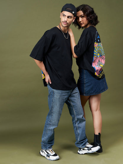 Unisex Black SUNFLOWER Oversized T-Shirt