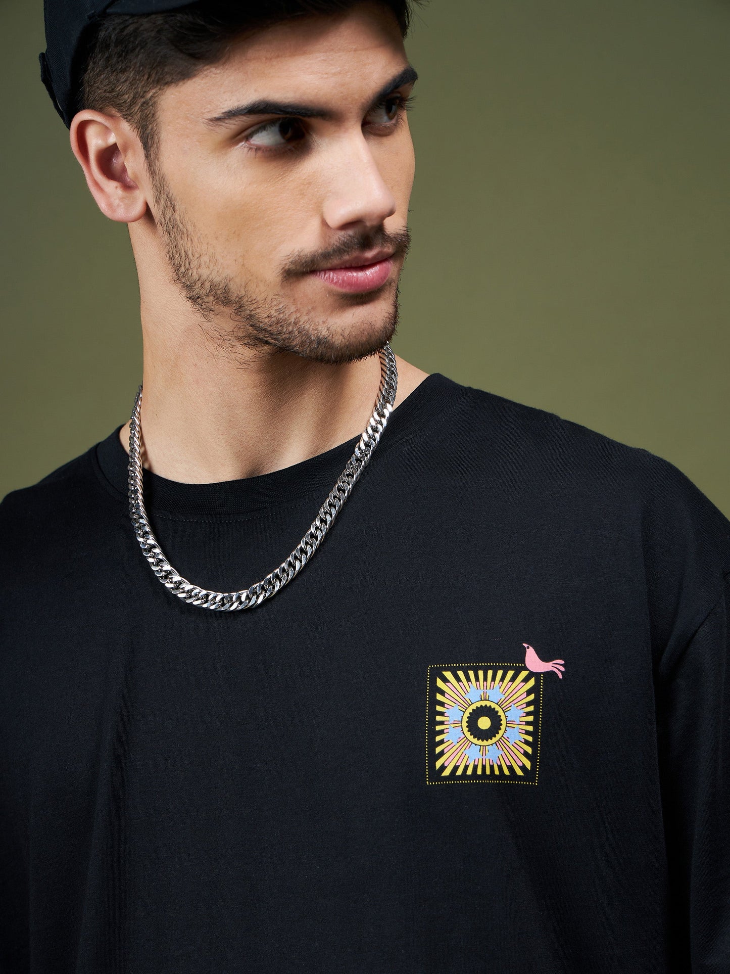 Unisex Black SUNFLOWER Oversized T-Shirt