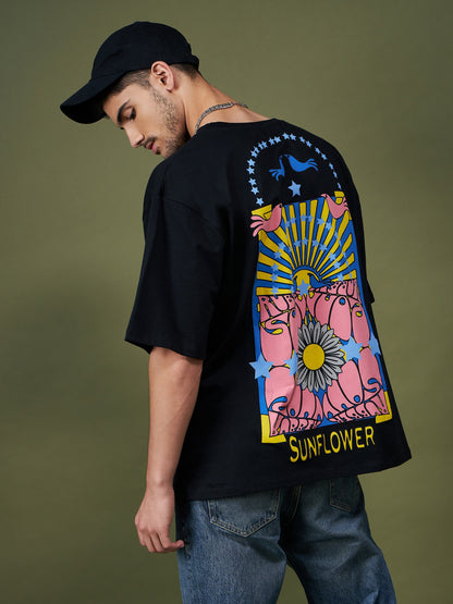Unisex Black SUNFLOWER Oversized T-Shirt