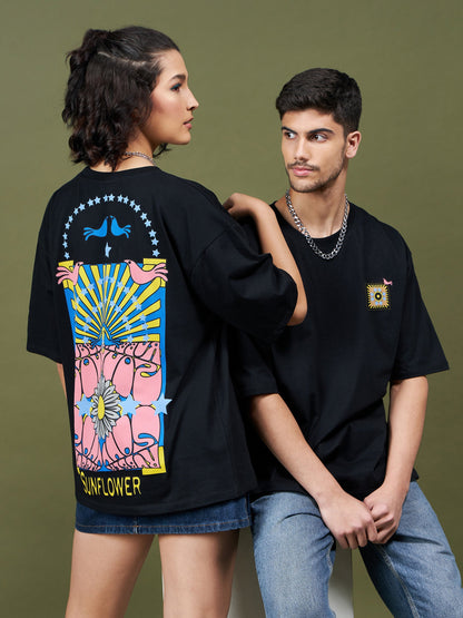 Unisex Black SUNFLOWER Oversized T-Shirt