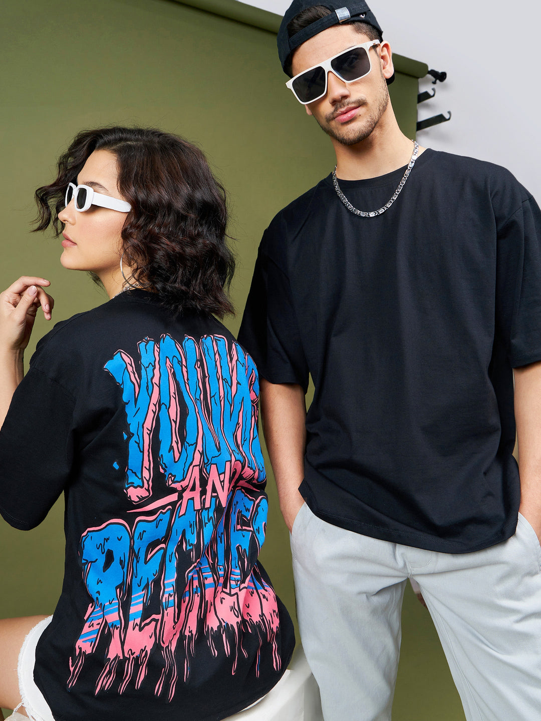 Unisex Black Young &amp; Reckless Oversized T-Shirt
