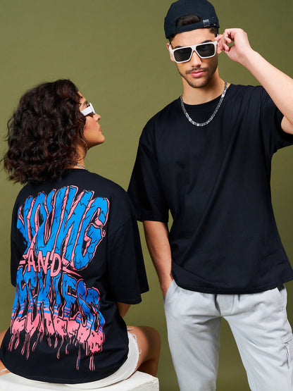 Unisex Black Young & Reckless Oversized T-Shirt