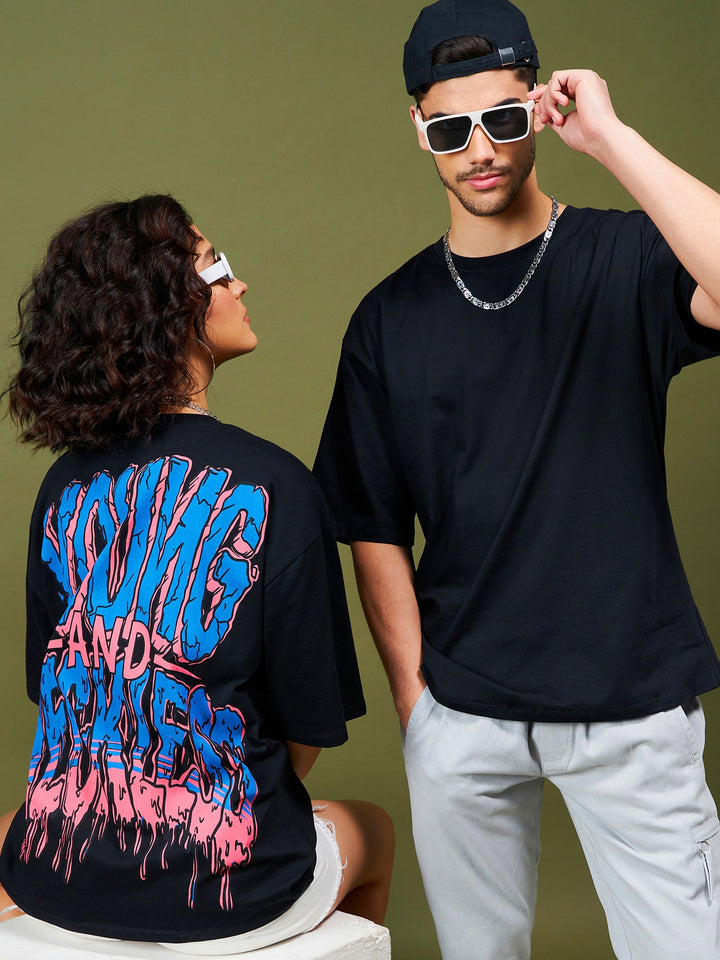 Unisex Black Young &amp; Reckless Oversized T-Shirt