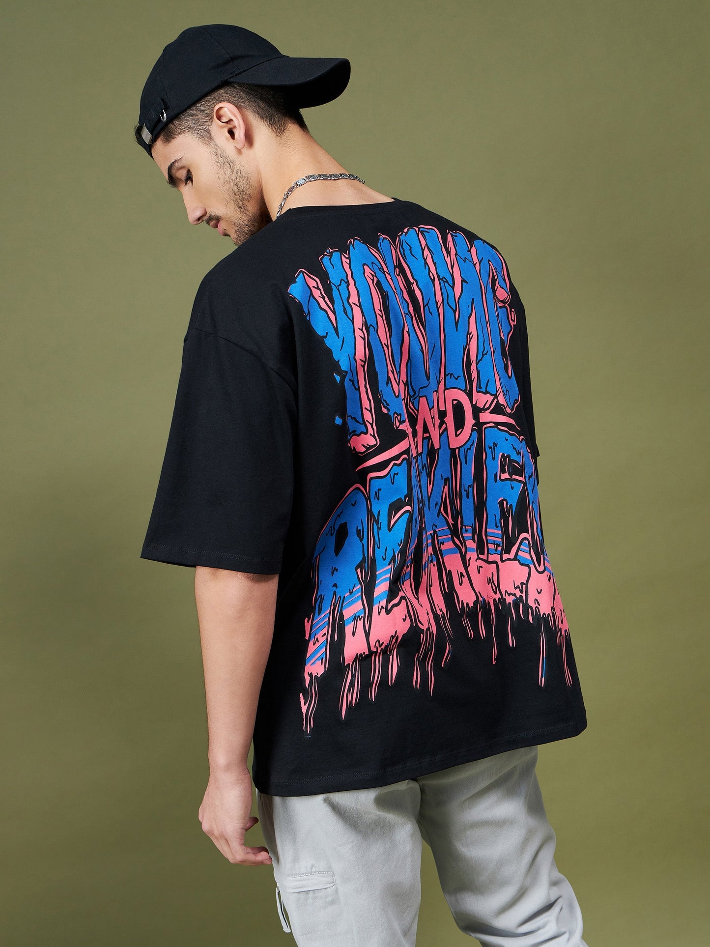 Unisex Black Young & Reckless Oversized T-Shirt