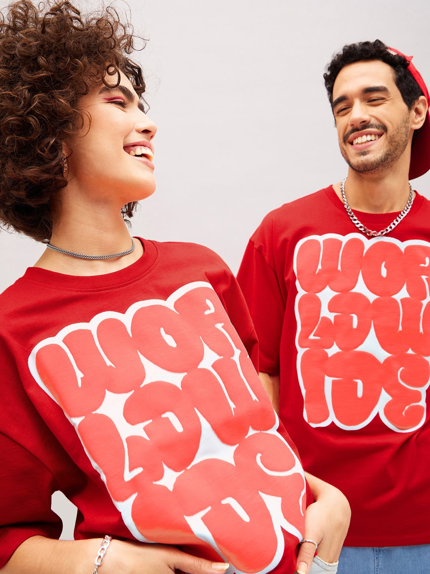 Unisex Red WORLD WIDE Oversized T-Shirt