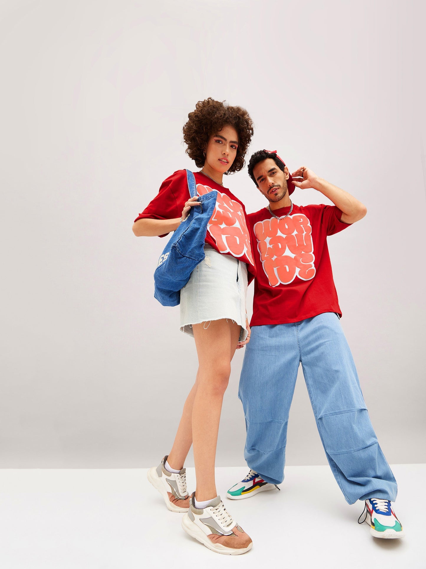 Unisex Red WORLD WIDE Oversized T-Shirt