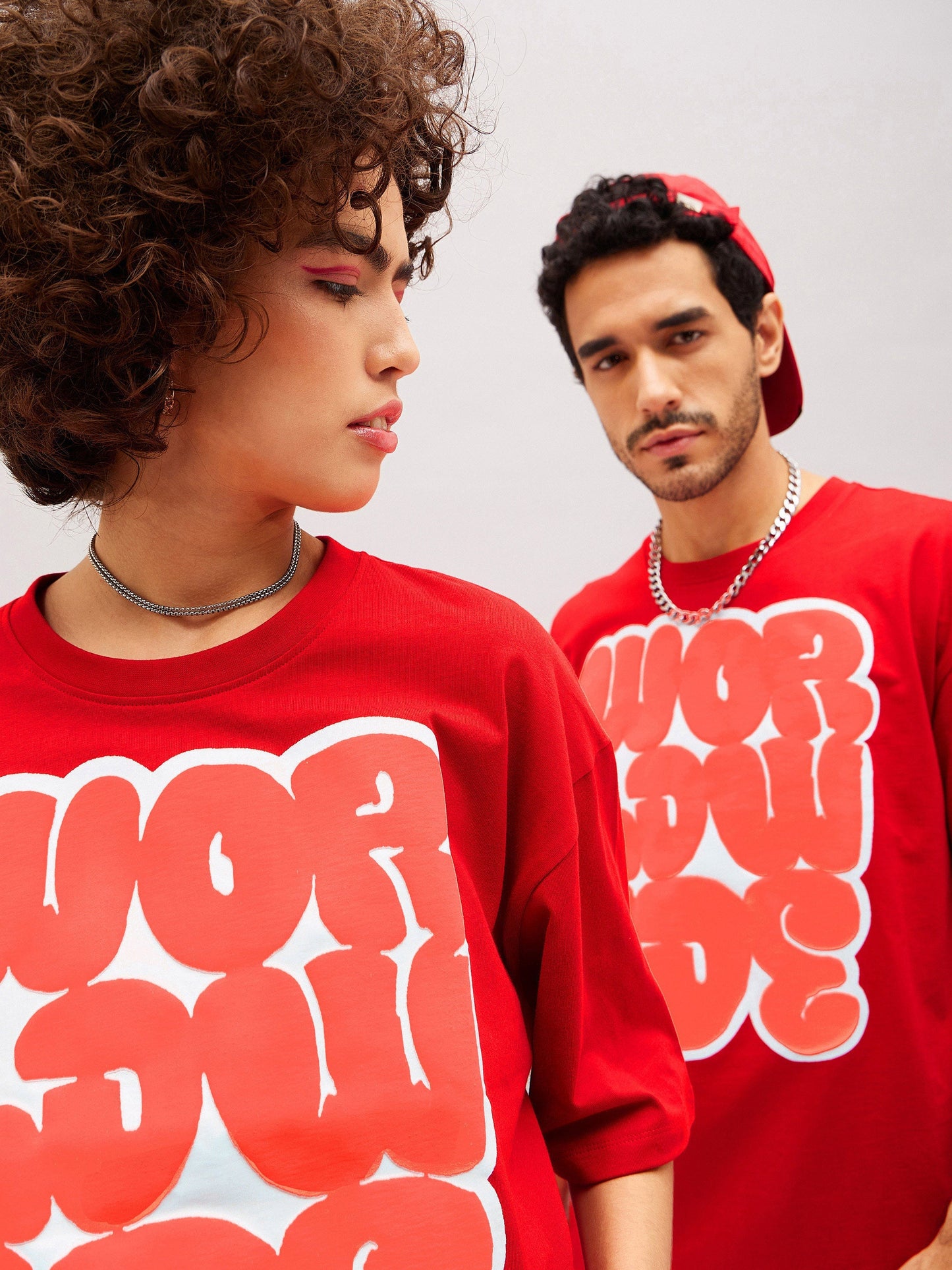 Unisex Red WORLD WIDE Oversized T-Shirt