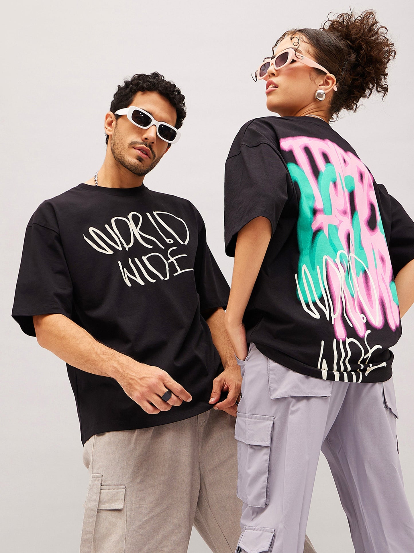 Unisex Black TRIPPY DROP Oversized T-Shirt
