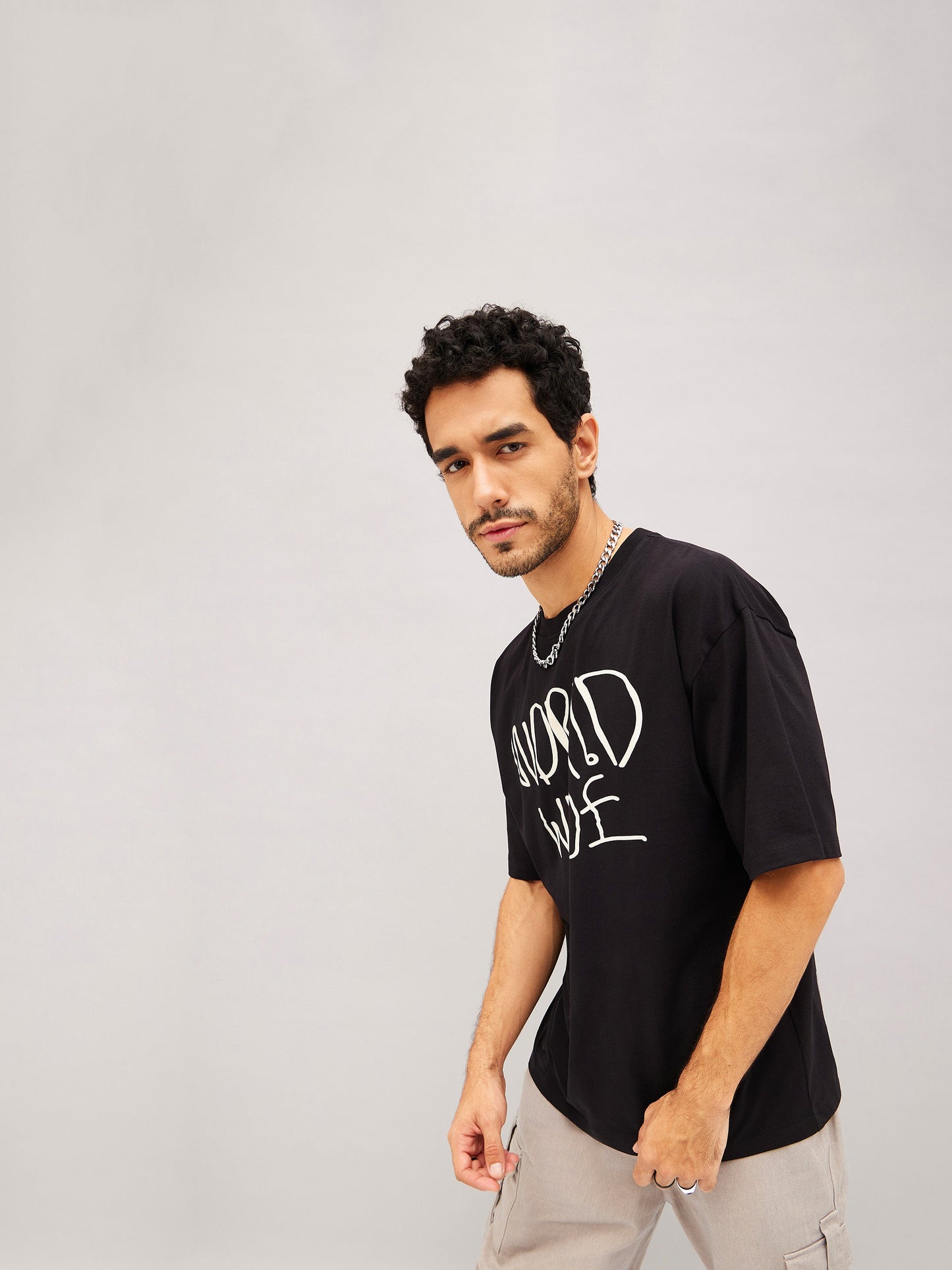Unisex Black TRIPPY DROP Oversized T-Shirt