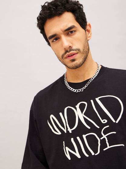 Unisex Black TRIPPY DROP Oversized T-Shirt
