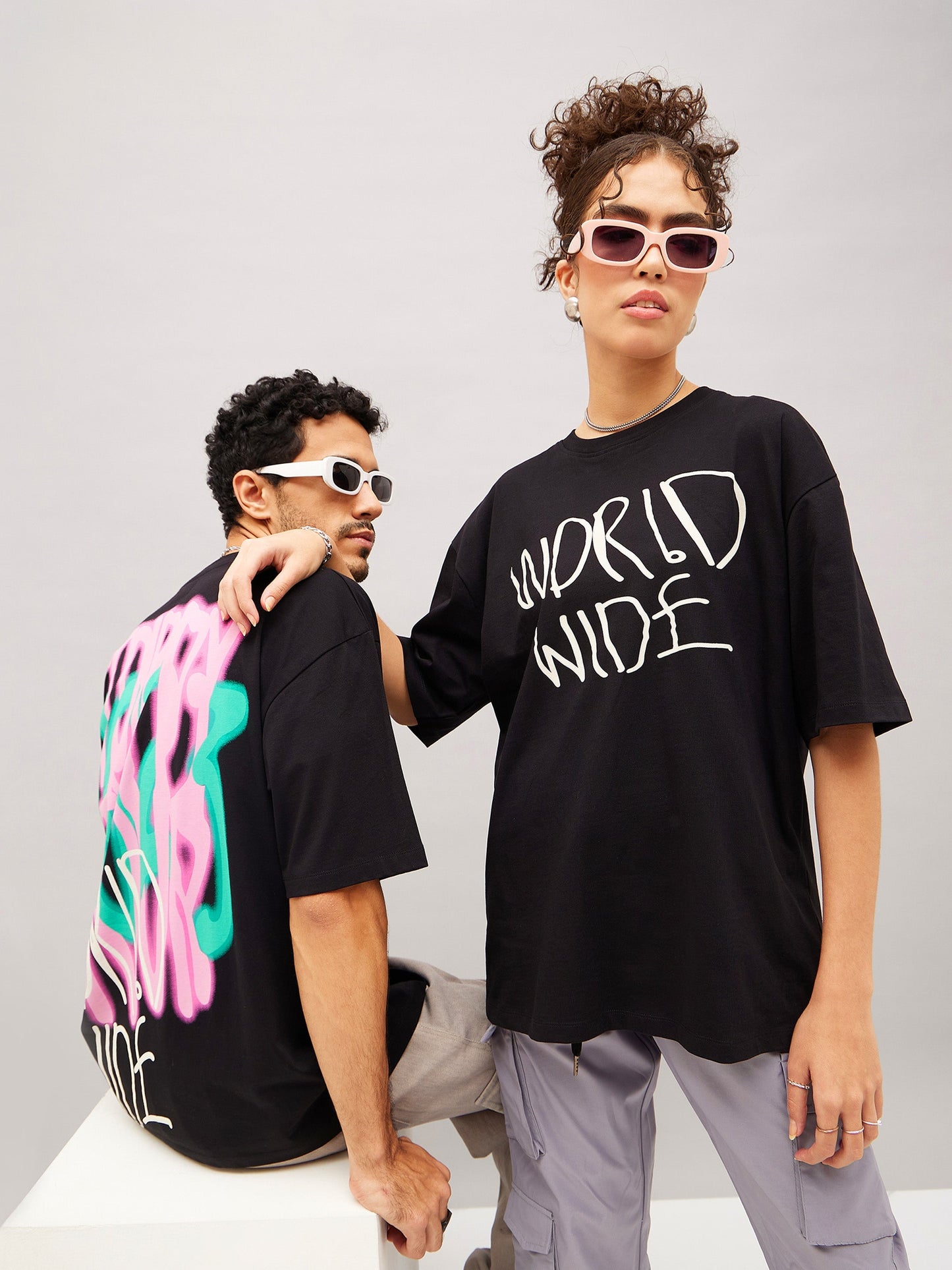 Unisex Black TRIPPY DROP Oversized T-Shirt