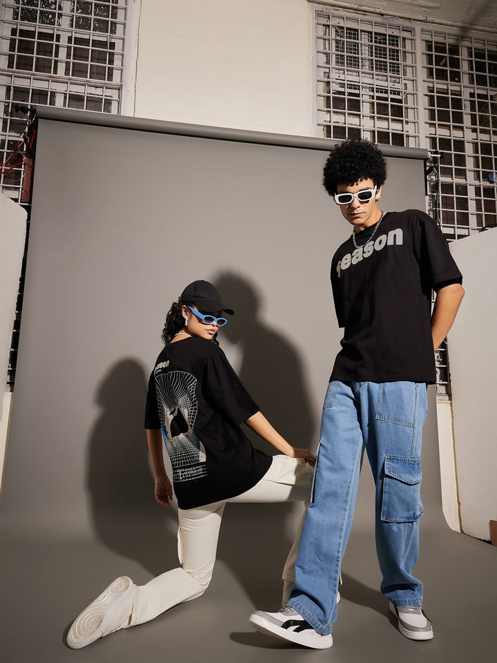Unisex Black Season Oversized T-Shirt