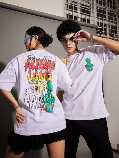 Unisex White ALIENS Oversized T-Shirt