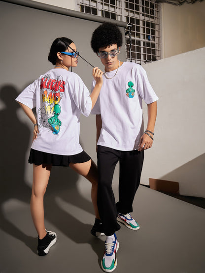 Unisex White ALIENS Oversized T-Shirt