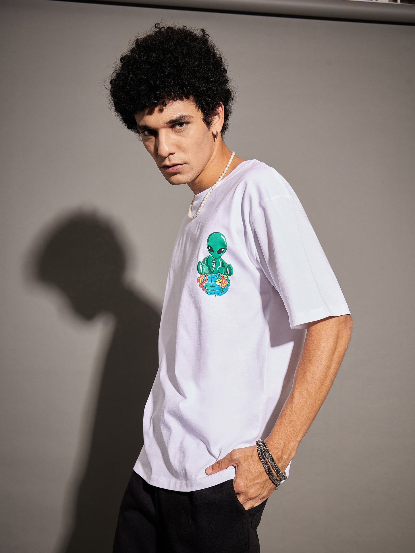 Unisex White ALIENS Oversized T-Shirt