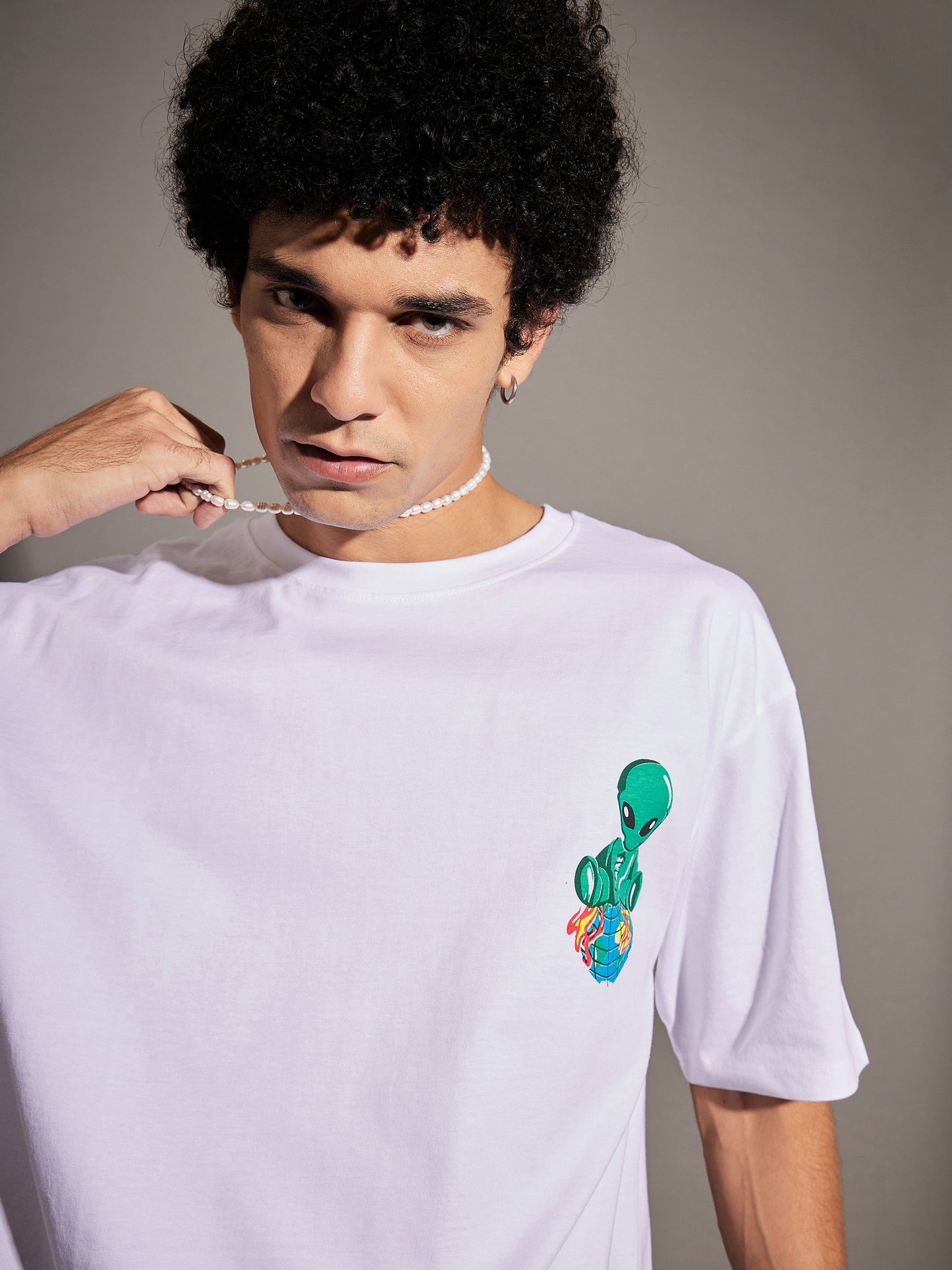 Unisex White ALIENS Oversized T-Shirt