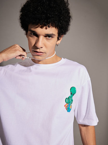 Unisex White ALIENS Oversized T-Shirt