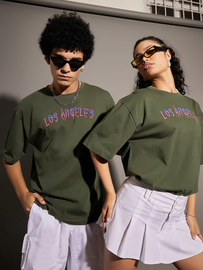 Unisex Olive LOS ANGELES Oversized T-Shirt