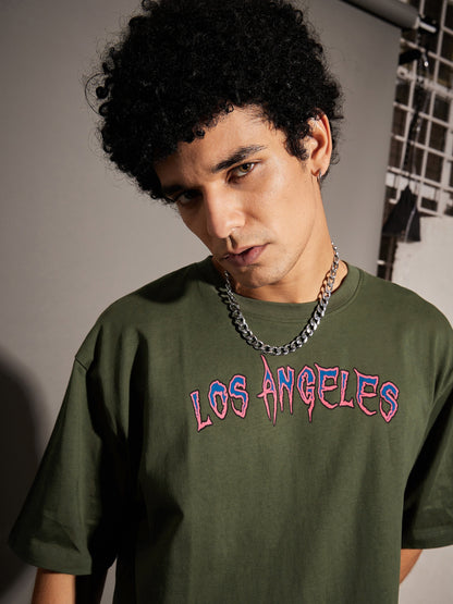 Unisex Olive LOS ANGELES Oversized T-Shirt