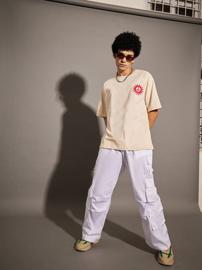 Unisex Beige GROW POSITIVE Oversized T-Shirt