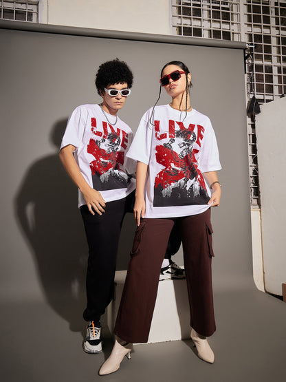 Unisex White LIVE Oversized T-Shirt