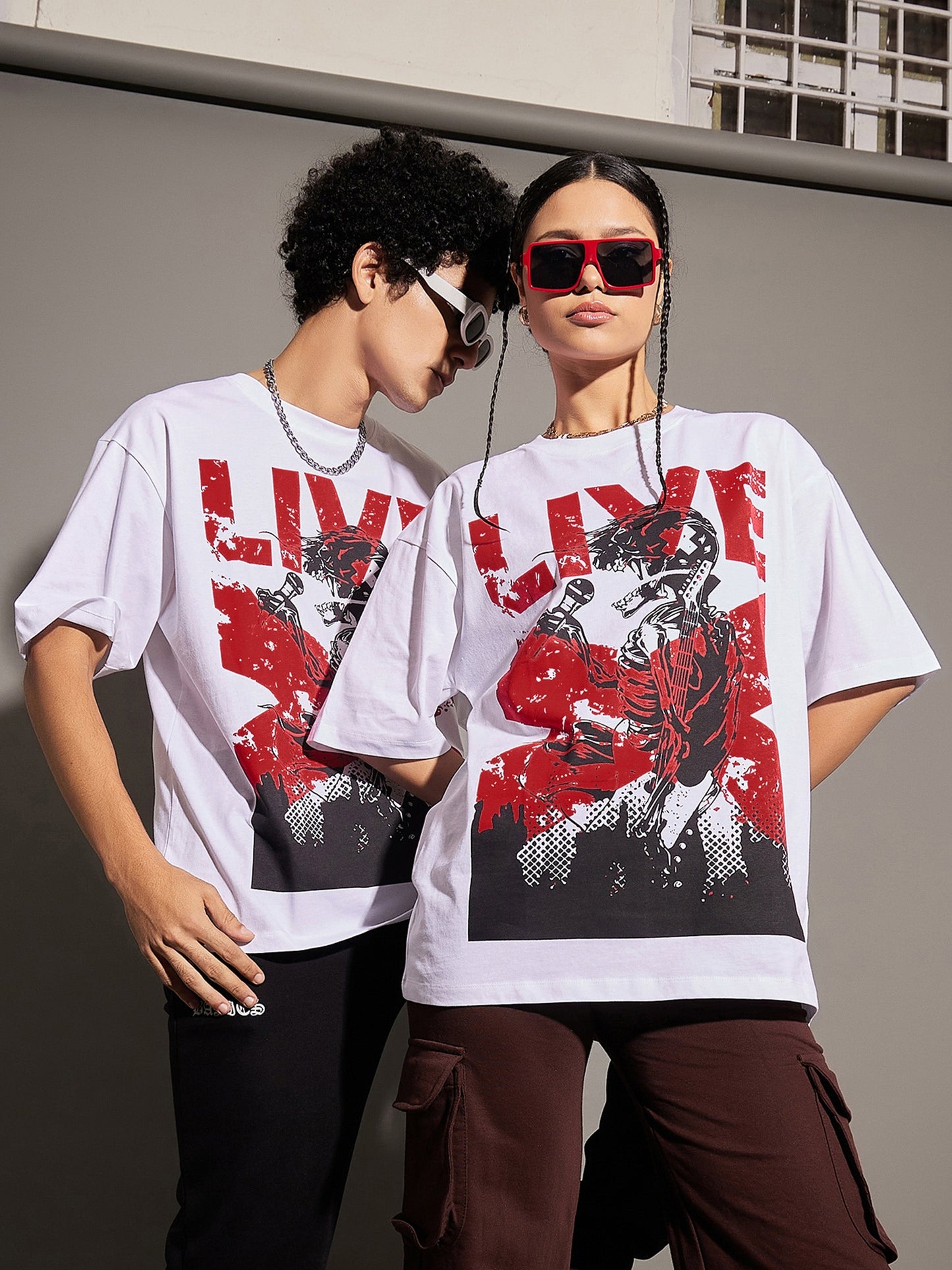 Unisex White LIVE Oversized T-Shirt