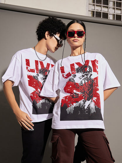 Unisex White LIVE Oversized T-Shirt