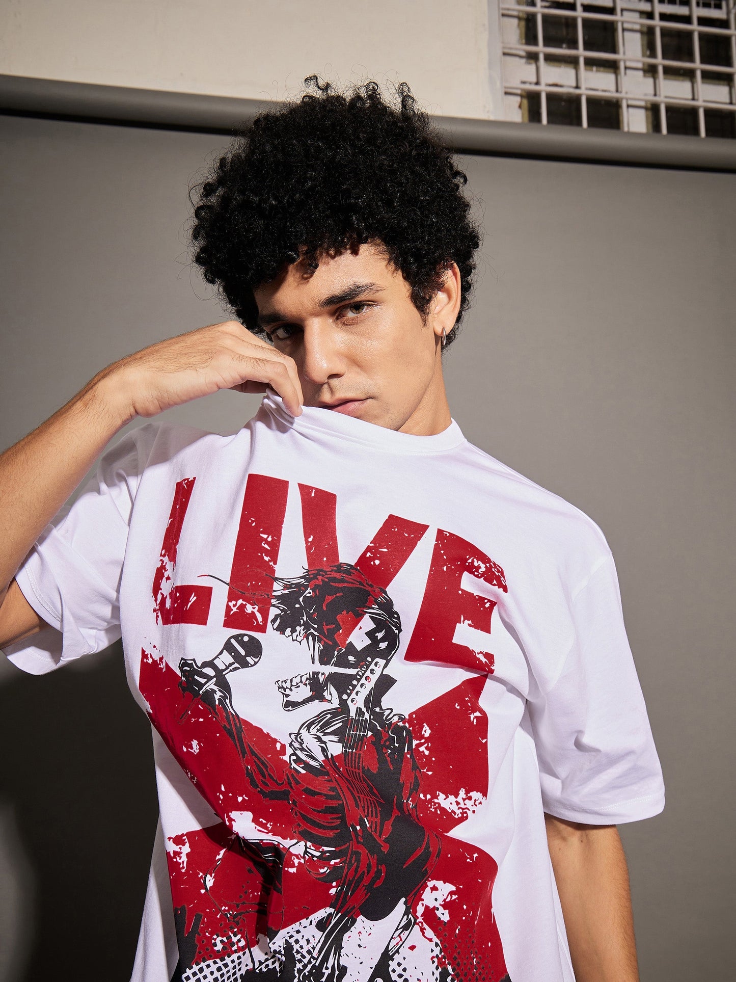 Unisex White LIVE Oversized T-Shirt