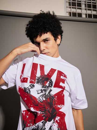 Unisex White LIVE Oversized T-Shirt