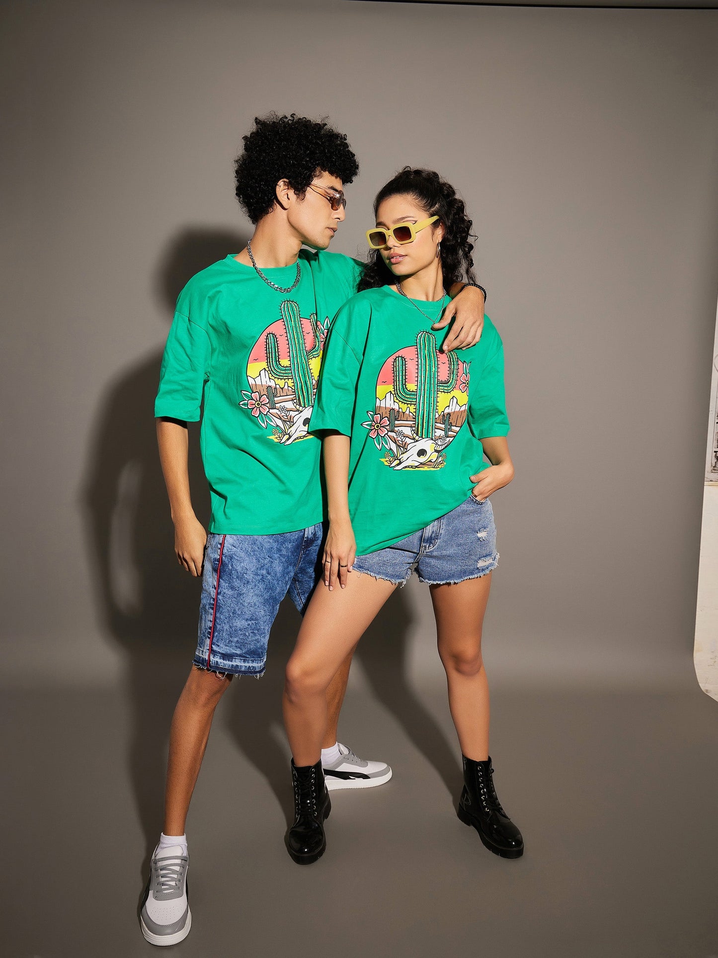 Unisex Green Cactus Oversized T-Shirt