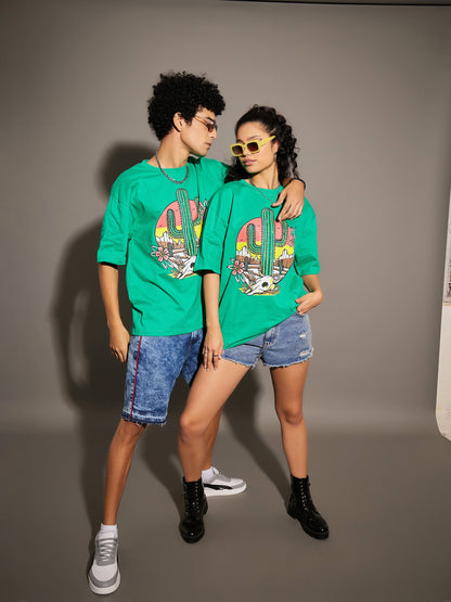 Unisex Green Cactus Oversized T-Shirt