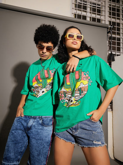 Unisex Green Cactus Oversized T-Shirt