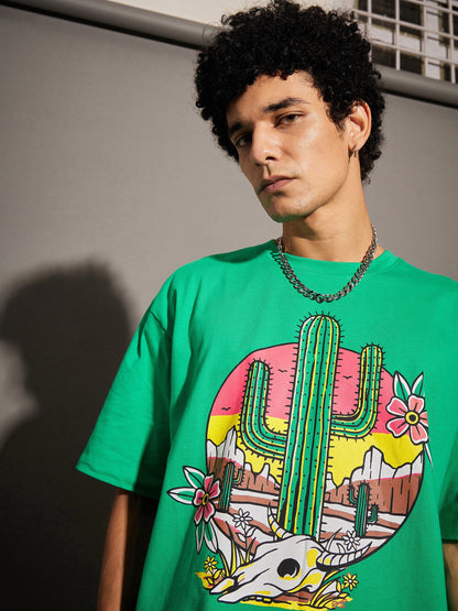 Unisex Green Cactus Oversized T-Shirt