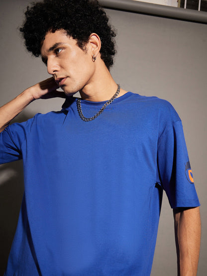 Unisex Blue Chill Floral Back Print Oversized T-Shirt