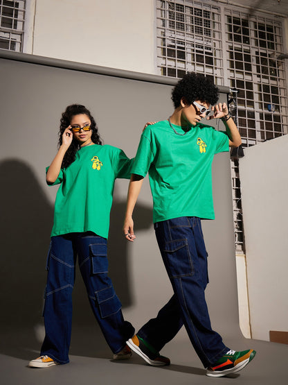 Unisex Green Mushroom Print Oversized T-Shirt