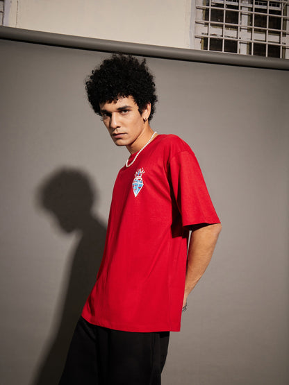 Unisex Red LEVEL UP Oversized T-Shirt