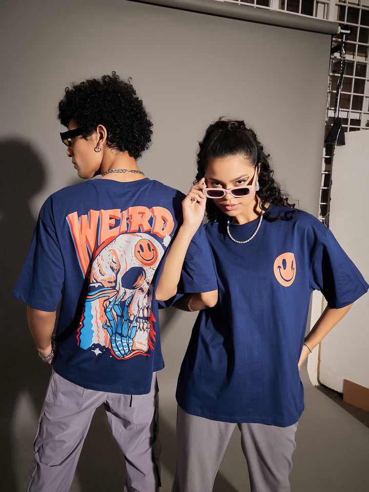 Unisex Blue Weird Oversized T-Shirt