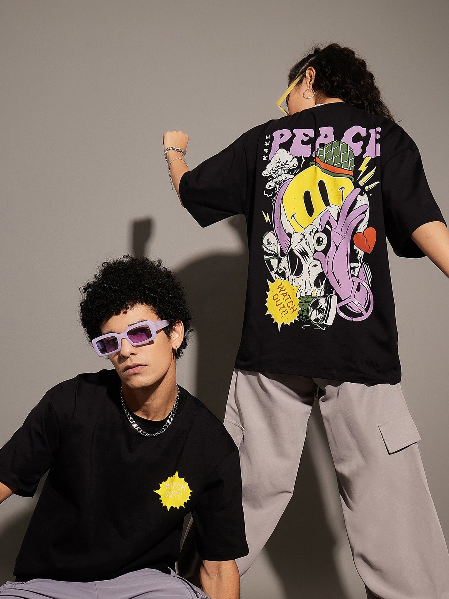 Unisex Black PEACE Oversized T-Shirt