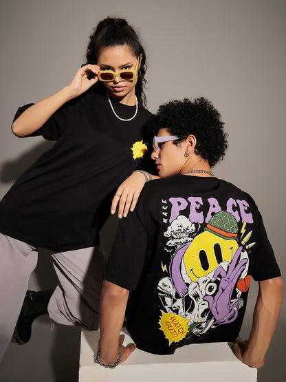 Unisex Black PEACE Oversized T-Shirt